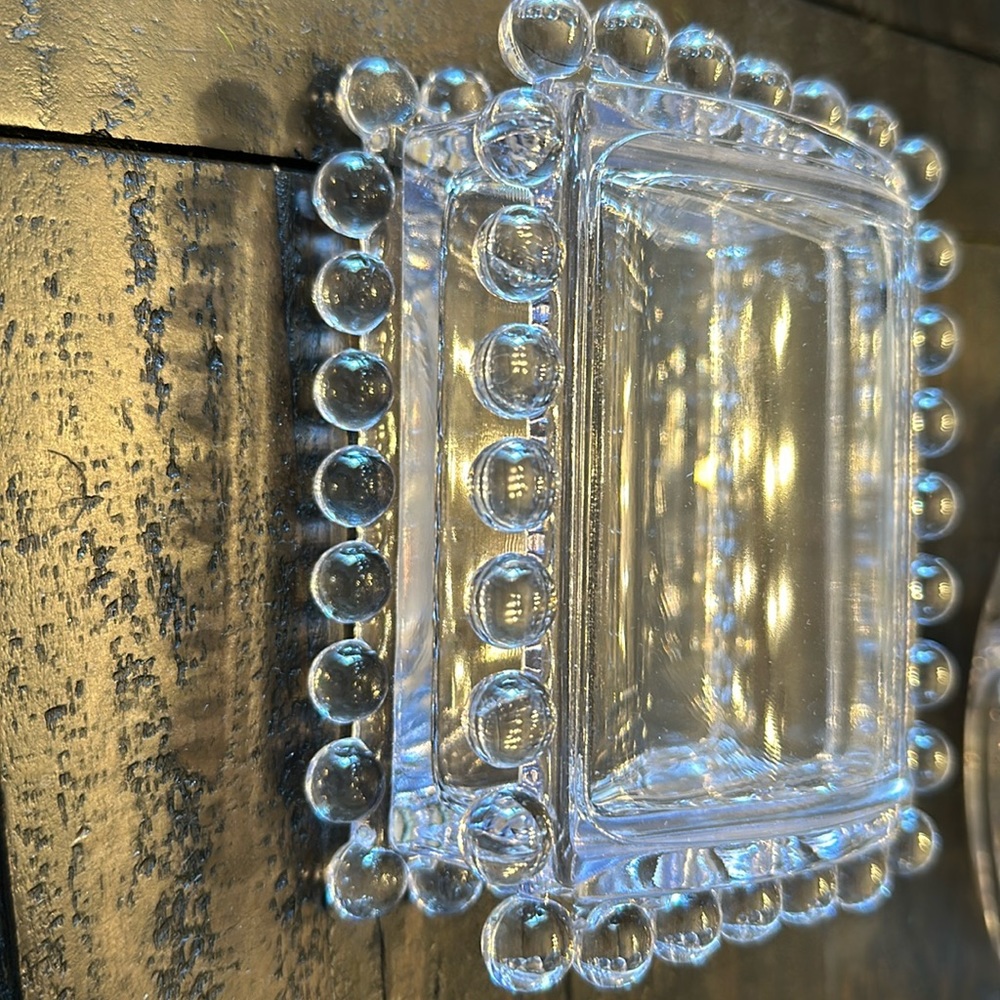 Candlewick glass cigarette holder/salt dish/ jewelry box/ trinket with lid